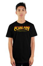 Load image into Gallery viewer, Clash City Apparel Flaming Logo tultex mens t shirt