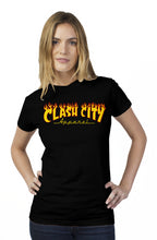 Load image into Gallery viewer, Clash City Apparel Flaming logo tultex womens t shirt