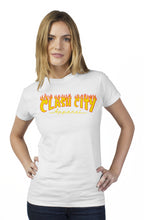 Load image into Gallery viewer, Clash City Apparel Flaming logo tultex womens t shirt
