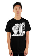 Load image into Gallery viewer, Sun God Surf’s Up black tultex mens t shirt