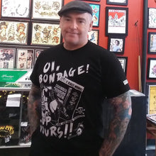 Load image into Gallery viewer, OI Bondage, Up yours! Signature Series Punk rock black mens t shirt