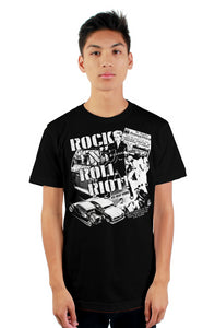 Rock N Roll Riot! Black tultex mens t shirt