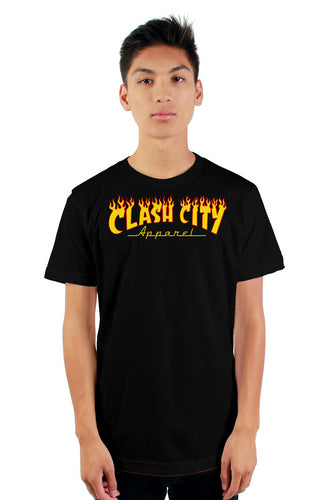 Clash City Apparel Flaming Logo tultex mens t shirt