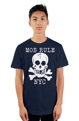 MOB RULE NYC WHITE SKULL tultex mens t shirt