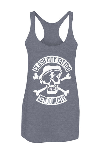 Clash City Tattoo Johnny Skull Women’s Triblend Racerback Tank