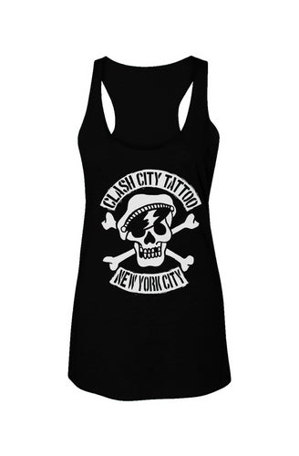Clash City Tattoo Johnny Skull Triblend Racerback Tank