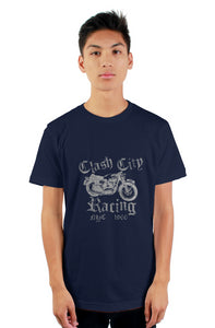 Clash City Racing Vintage Motorcycle silver print tultex mens t shirt