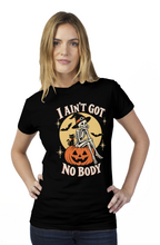 Load image into Gallery viewer, Halloween I Ain t Got No Body Sexy Witch Skeleton tultex womens t shirt
