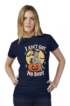 Load image into Gallery viewer, Halloween I Ain t Got No Body Sexy Witch Skeleton tultex womens t shirt
