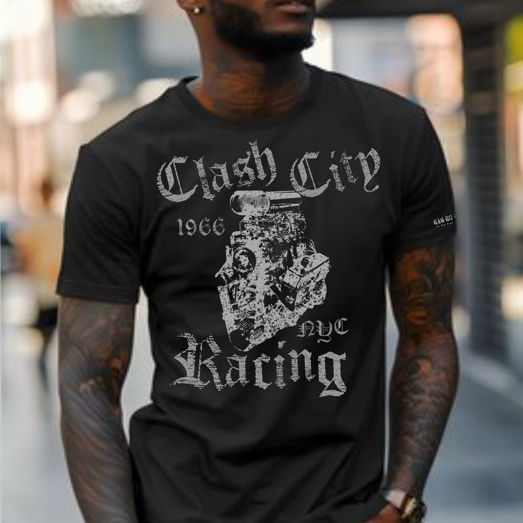 Clash City Racing Big Block Silver print tultex mens t shirt