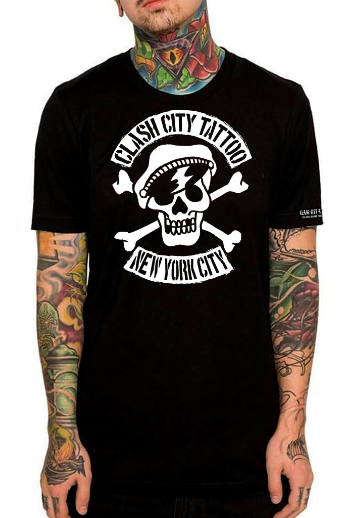 Clash City Tattoo Biker Skull Exclusive Design tultex mens t shirt