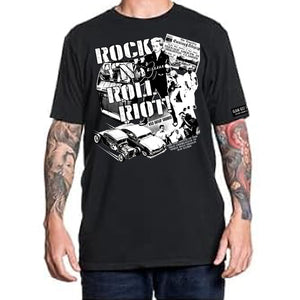 Rock N Roll Riot! Black tultex mens t shirt