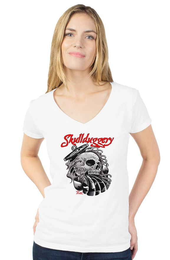 Skullduggery womens  v neck