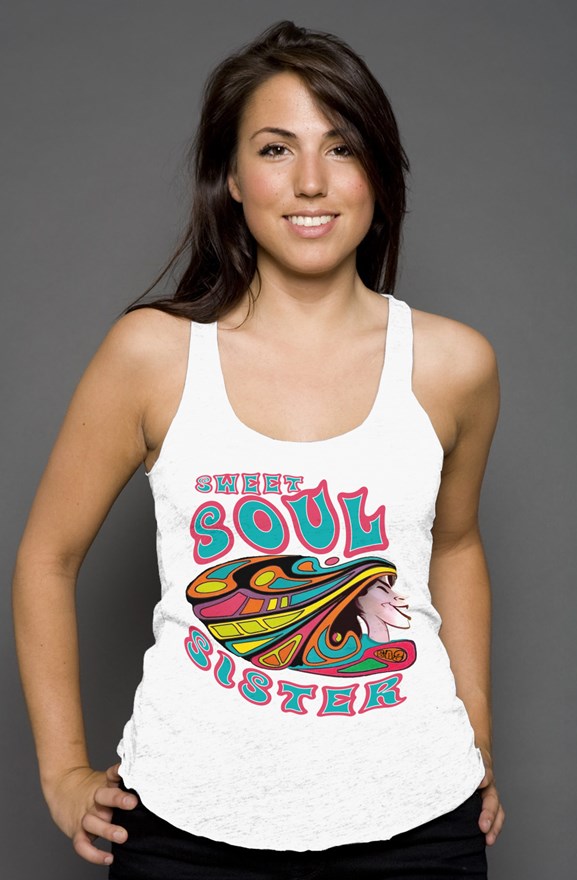 Sweet Soul Sister Women's white racerback tank