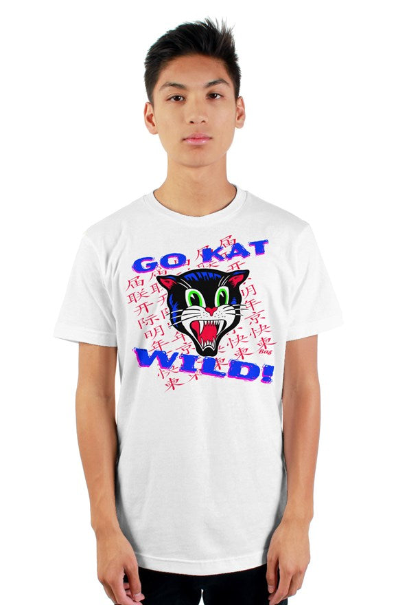 Go Kat Wild Rockabilly Japanese Retro white mens t shirt