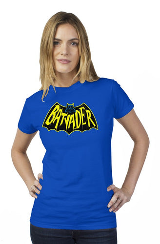 BatVader Blue womens t shirt