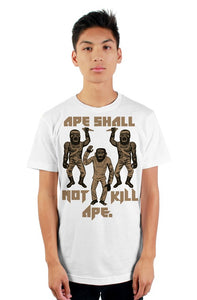 Ape Shall Not Kill ape Brown on White mens t shirt