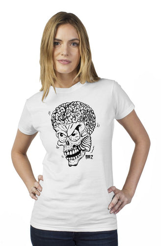 Weirdoh Alien Fink Extraña white womens t shirt