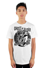 Load image into Gallery viewer, Ghost Rider Motorcycle Hero white mens t shirt
