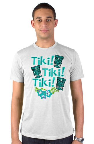 Tiki! Tiki! Tiki! Men's white tultex blend tee