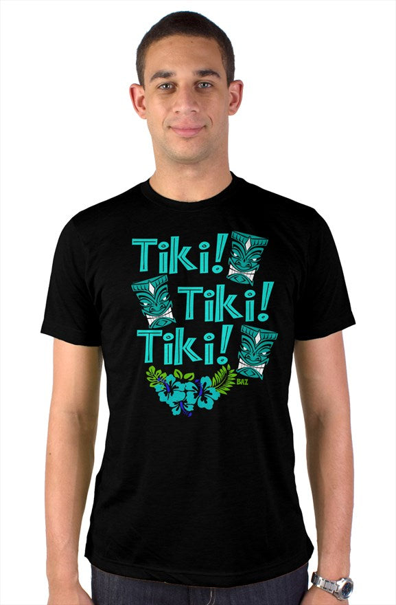 Tiki! Tiki! Tiki! Men's black tultex blend tee