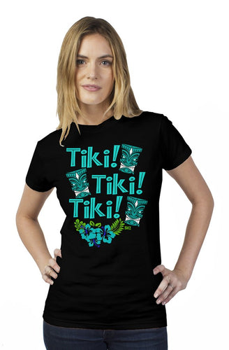 Tiki! Tiki! Tiki! Women's black tultex t shirt