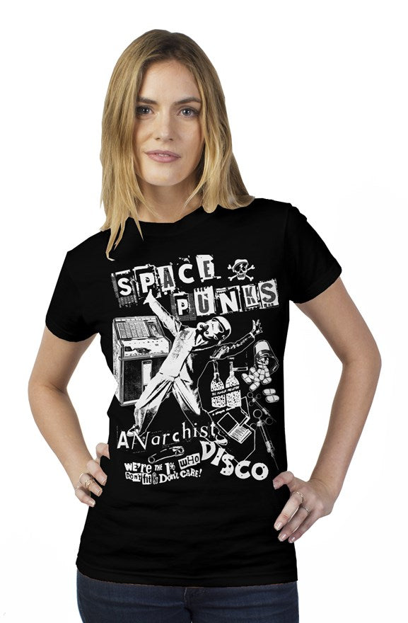 Space Punks Redux Signature Series black womens t shirt