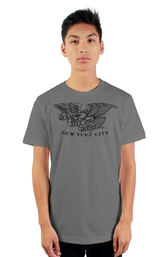 Clash City Tattoo Eagle Lines Charcoal tultex mens t shirt