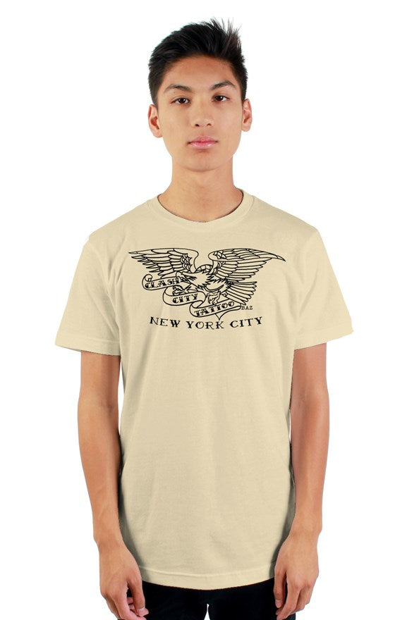 Clash City Tattoo Eagle lines vintage white tultex mens t shirt