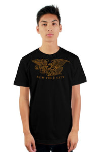 Clash City Tattoo Eagle brown on blacktultex mens t shirt