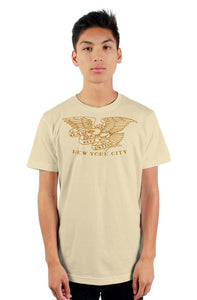 Clash City Tattoo Eagle brown on vintage white tultex mens t shirt