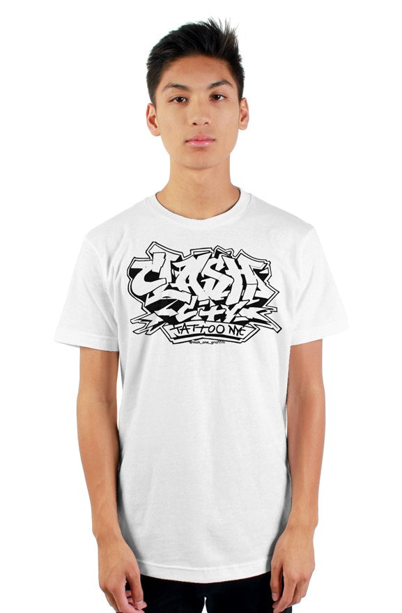 Clash City Tattoo Graffiti black on white tultex mens t shirt