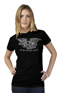 Clash City Tattoo eagle white on black tultex womens t shirt