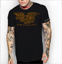 Load image into Gallery viewer, Clash City Tattoo Eagle brown on blacktultex mens t shirt
