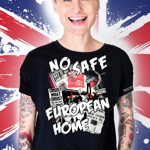 NO SAFE EUROPEAN HOME Signature Series black womens t shirt